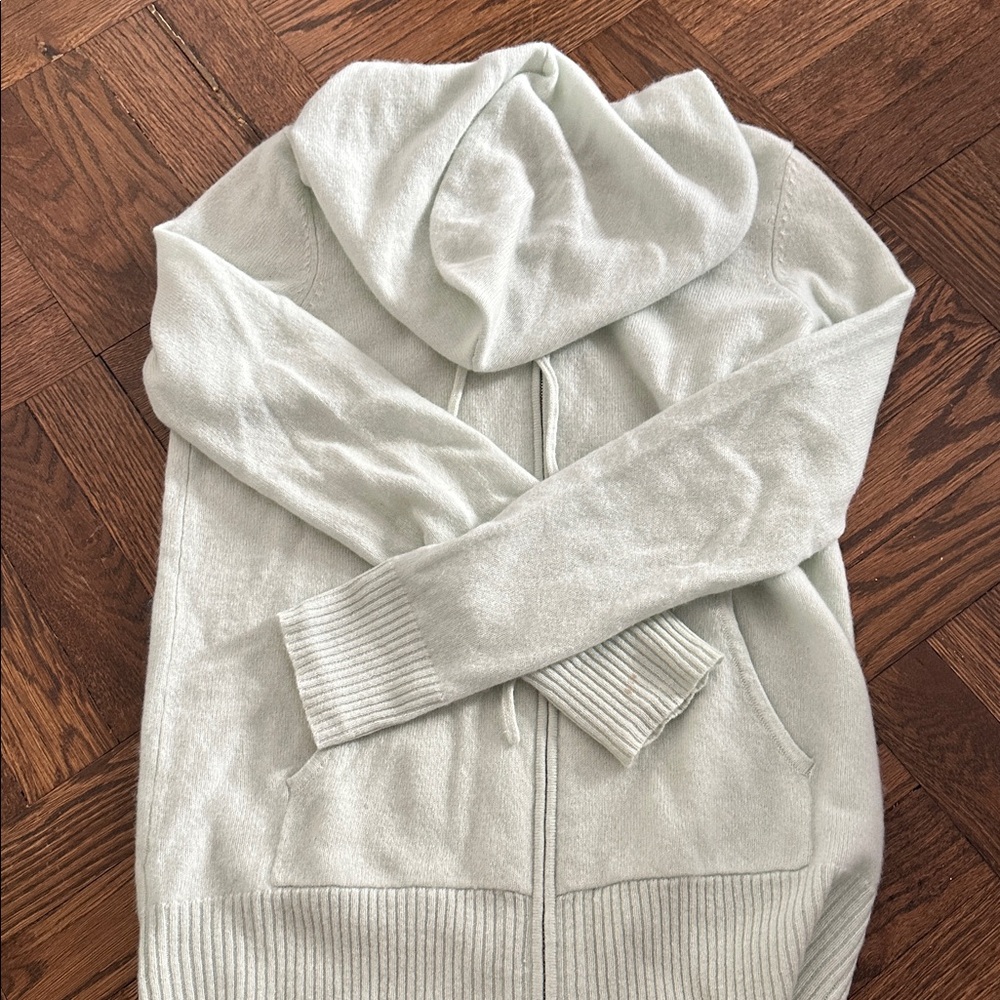 C by Bloomingdale’s light mint cashmere zip up